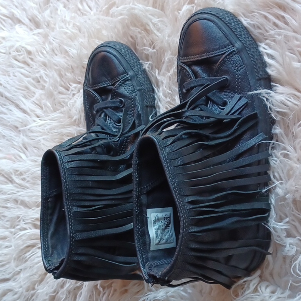 Chuck Taylor All Star High Top Leather Converse With Tasssels